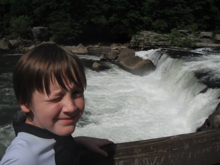 Tru on the overlook to Ohiopyle Falls, just upstream from the Putin.